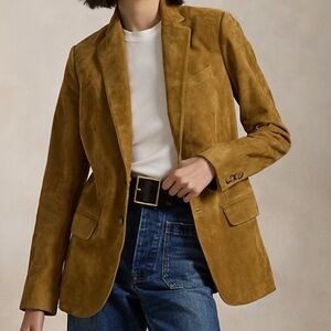 Vintage 90s Ralph Lauren 100% Leather Suede Blazer Sz S - GREAT CONDITION!